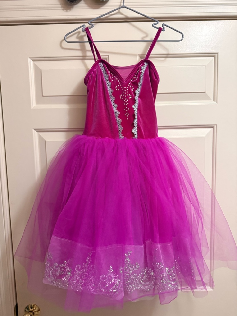 Weissman Hot Pink Sequined Tulle Princess Dress